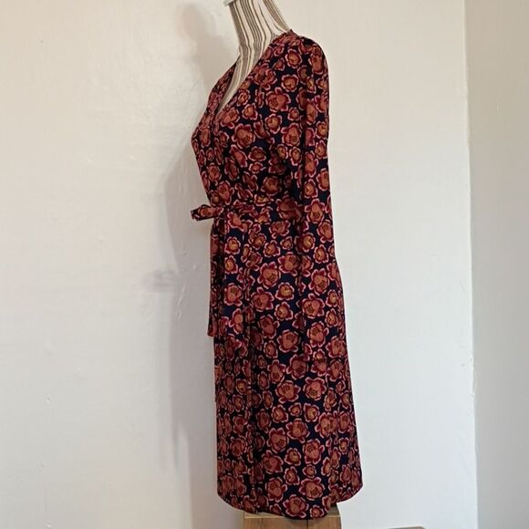 Ann Taylor Floral Blooms Long Sleeve Midi Wrap Dress Women's Size 10 - Picture 2 of 11
